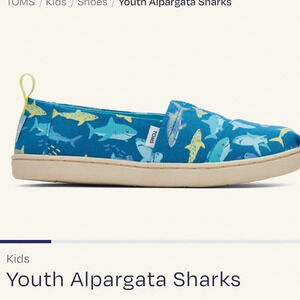 TOMS Shark Glow-in-the-Dark Slip On Shoes Youth Alpargata Sharks